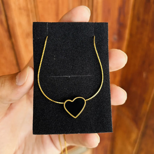Premium Quality Stainless Steel Black Heart Necklace