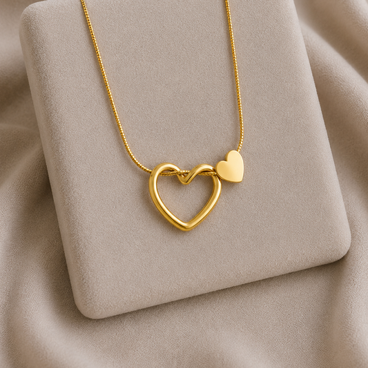 Stainless Steel Double Hearts Necklace