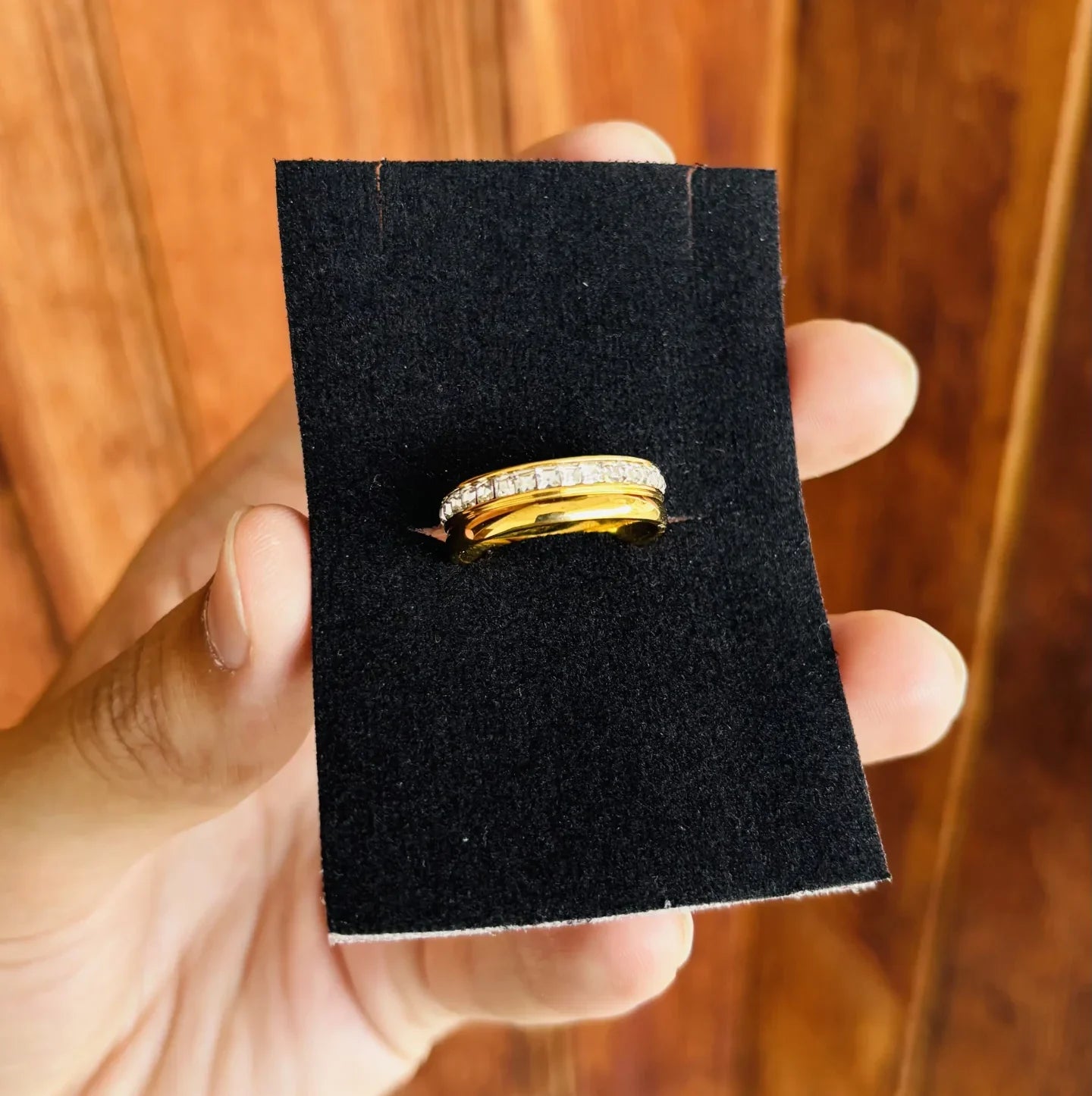 Premium Quality Stainless Steel White Stones Ring