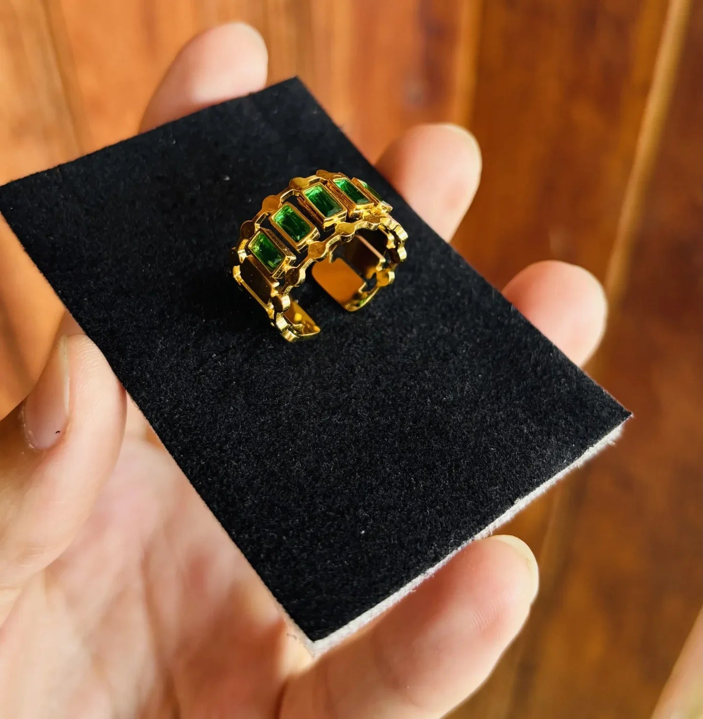 Premium Quality Stainless Steel Green Stones Ring