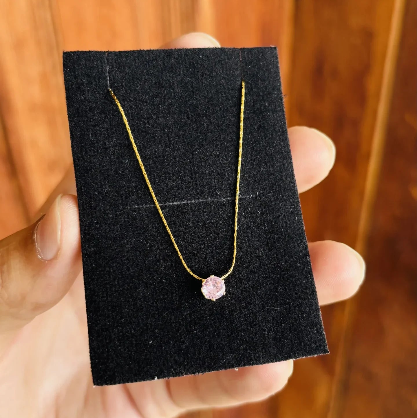 Premium Quality Stainless Steel Pink Diamond Necklace